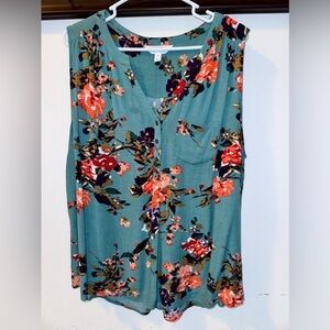 Market & Spruce Women's Sleeveless Blouse Medium Floral Lightweight Size 2X